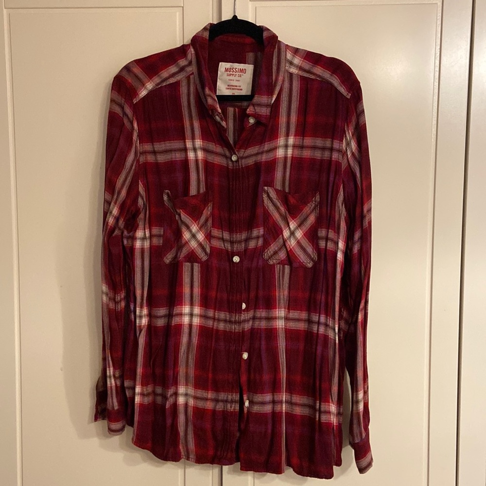 Red plaid flannel shirt